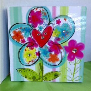 KIDS BOHO ARTWORK Flowers and Heart NEW! Bling